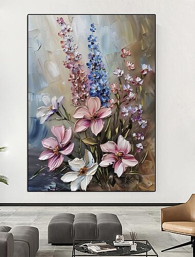  Handgemaltes 3D-Wandgemälde mit tropischen Blumen, handgefertigtes, modernes Blumengemälde für die Wohnzimmerdekoration, lebendige Pflanzkunst, Wandbehang, atemberaubende Naturlandschaft,