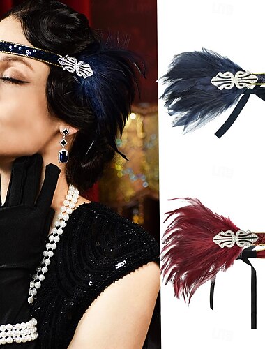  Huvudbonad Flapperpannband i tjugotalsstil Huvudbonad Retro / vintage Glada 20-talet 1920-talet Fjäder Till Den store Gatsby Flapper Cosplay Halloween Karnival Dam Kostymsmycken Märkessmycken