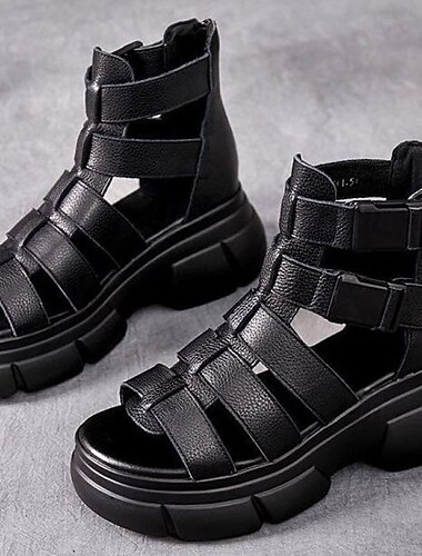  Women's Brown Chunky Gladiator Sandals with Platform Sole and Multi-Strap Design, Edgy Summer Shoes for Street Style, Festivals, and Casual Outfits