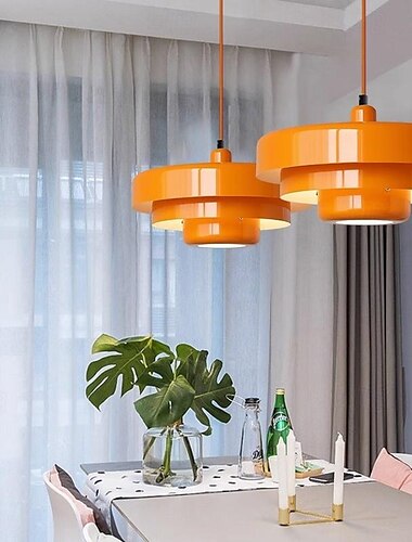  LED الثريا ضوء السقف معكرون الرجعية الألومنيوم الشمال نمط مقهى بار ضوء دافئ 1-ضوء 110-120 فولت 220-240 فولت
