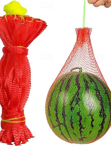  100 Stück Melonen-Hängematten-Wassermelonennetze, robustes Wassermelonennetz für den Garten, Melonennetz für Spalier, vertikaler Gartenanbau, Honigmelonennetze mit Kordelzug