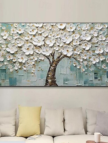  håndmaling abstrakt stort guld træ på lærred maleri store originale blomsterbilleder stue væg dekoration kniv malerier ingen ramme