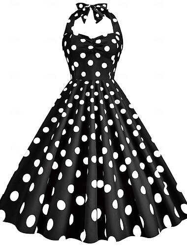  Rochie rockabilly retro vintage din anii '50 rochie midi rochie evazată rochie extravagantă cu buline rochie cu gât gălăgios costume de carnaval vacanță îmbrăcăminte zilnică petrecere tematică retro