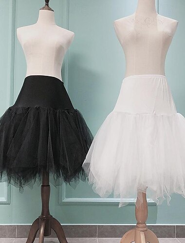  Rétro Vintage Années 1950 Jupe à cerceaux Tutu Jupe en tulle Couleur Unie Ligne A Femmes Halloween Mascarade Mariage Fête du thé Décontracté Quotidien Adultes Jupe