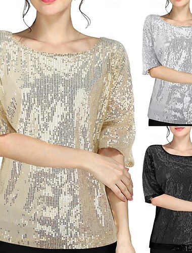 Rétro Vintage Disco Années 1980 T-shirt Paillettes Col rond Femmes Carnaval Mascarade Soirée Défilé de la Fierté Mois des Fiertés Adultes T-shirt