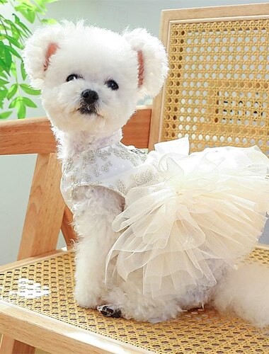  Hund Katt Bröllopsklänning söt stil party Vinter Andningsfunktion Mjuk Tvättbar Bekväm Utomhus Bröllopsfest Ledigt / vardag Hundkläder for Bichon Frisé Pommeran valpen eller det lilla husdjuret