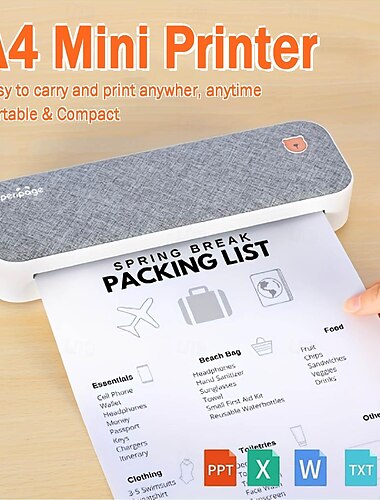  Imprimante à papier a4 imprimante thermique sans fil bluetooth péripage a40support smartphone mobile android ios imprimante avec 1 rouleau de papier