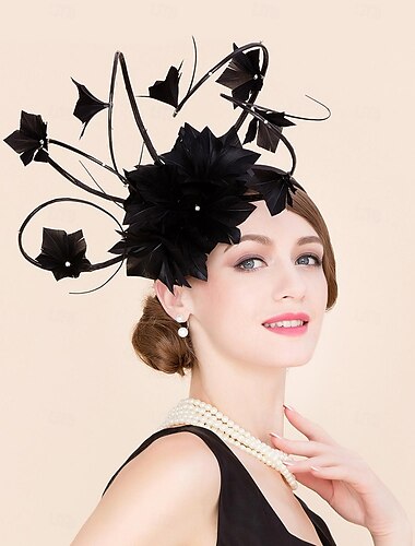  Diademas tocados sombreros sinamay sombrero de copa novia sombrero de vaquero cóctel de boda boda elegante con diamantes de imitación tocado de plumas tocado