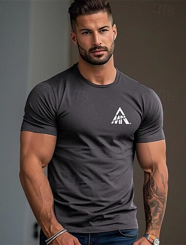  Herren Buchstabe T Shirt Kurzarmshirt 100% Baumwolle Kurzarm Grafik Hemd Weiß Marineblau Grau Bequemes T-Shirt Urlaub Straße Modedesigner-Kleidung
