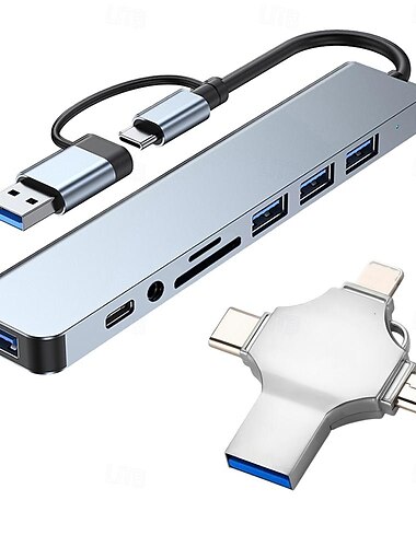  4-in-1-Multi-Schnellladekabel mit 8-in-2-Hubs, Dockingstation 3.0, Laptop-Multi-Interface-Kombinationsset
