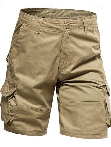  Herren Cargo Shorts Kurze Hosen Shorts Kurze Hosen Bermudas Lässige Shorts Multi Pocket Glatt Atmungsaktiv Kein Eisen Knielänge Outdoor Täglich Laufen Sport Modisch Cachi scuro Schwarz