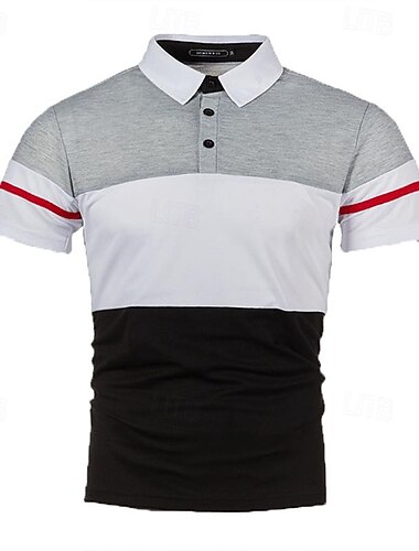  Pánské Golfová košile golfové pólo Práce Ležérní Klopa Krátký rukáv Základní Moderní Barevné bloky Slátanina Tlačítko Jaro léto Běžný Černá Rubínově červená Námořnická modř Světle šedá Golfová košile