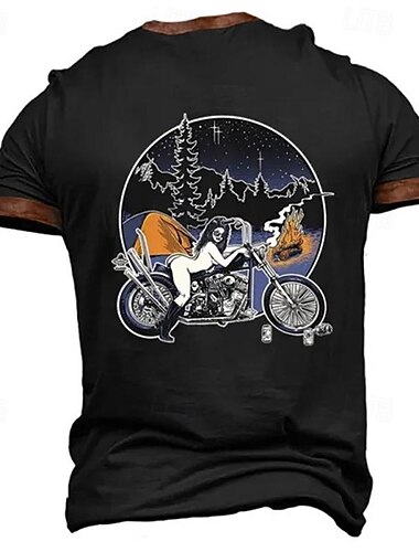  Pánské Grafika Komiks Motor Tričko Tričko Henley Krátký rukáv 3D tisk Retro Na běžné nošení Subkultůra Outdoorové sporty Dovolená Jdeme ven Jaro léto Černá Armádní zelená Tmavomodrá Henley Tričko