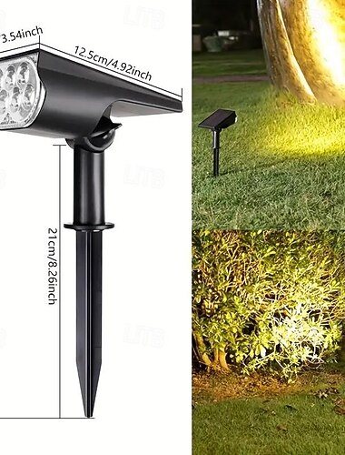  Faretto solare 2/7led faretto esterno impermeabile giardino cortile prato paesaggio luce colorata rgb prato luce per strada villa parco giardino decorazione luce 1pz