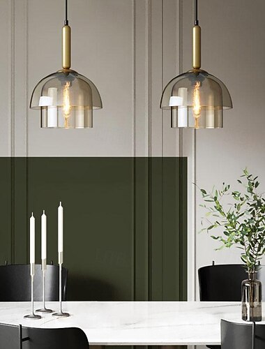  hanglamp led plafond hanglamp 18/28cm rookgrijze schaduw glas rustieke hanglamp enkele retro vintage kroonluchter voor keukeneiland badkamer restaurant entree 110-240v