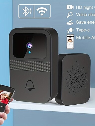  1 τεμ. έξυπνη κάμερα ασφαλείας πόρτας στο σπίτι ασύρματη 2,4g-wifi videodoorbell υπέρυθρη νυχτερινή όραση απομακρυσμένη βιντεοκλήση λήψη φωτογραφιών επισκεπτών αντικλεπτική συσκευή εφαρμογή κουδούνι