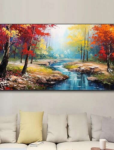  peisaj orizontal arta copac original abstract pictura paleta cutite foarte mare pictata manual textura groasa arta moderna de perete