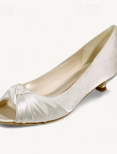  kvinners blush rosa sateng peep-toe kattunge hæler - elegante lav hæl sko for bryllup og spesielle anledninger