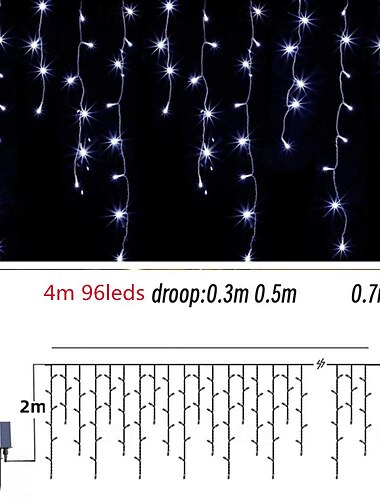  4m 13ft led solar istap lyser vandtætte bryllup dekoration gardin snor lys til soveværelse gårdhave havehave bryllupsfest