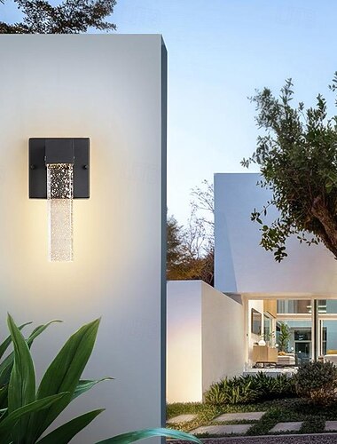  applique murale extérieure moderne, lumière de jardin étanche à la pluie, allée balcon terrasse véranda LED cristal luminaire support lumière 110-240v