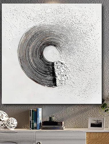  pintura al óleo hecha a mano pintada a mano arte de la pared abstracto moderno aceites pesados negro blanco decoración del hogar marco estirado listo para colgar