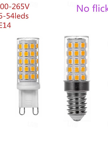  6ks/10ks keramické led žárovky e14/g9 bez blikání ac110-265v 54leds smd 2835 led kukuřičná žárovka vysoce výkonný e14 led reflektor pro křišťálové světlo