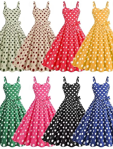  Retro vintage Jaren '50 rockabilly Jurken Swing Jurk Polka dots Dames Carnaval Maskerade Alledaagse kleding Volwassenen Kleding Homecoming-jurken