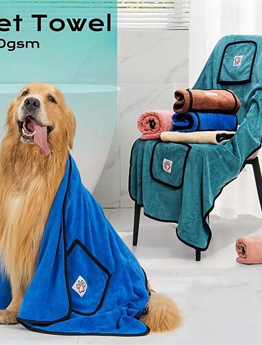  Serviette pour animaux de compagnie absorbant l'eau, séchage rapide, type gant de beauté, serviette de bain de poche
