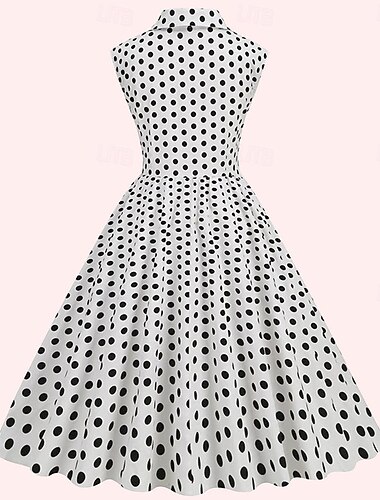  Retro Vintage Anos 50 Rockabilly Vestidos Vestido de uma linha Vestido swing Bolinhas Fantasia Mulheres Dia Das Bruxas Carnaval Baile de Máscaras Festa Festa de Solteira Adulto Vestido Vestidos de