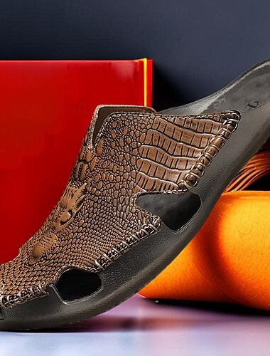  Herr Sandaler Inneskor Platta sandaler Läder Andningsfunktion Bekväm Halksäker Snörning Vin Svart Brun