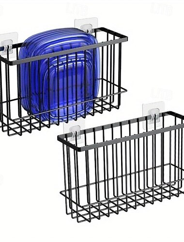  2 Stück Aufbewahrungsregale, Metalldraht, Aufbewahrungskorb, Wandbehangkorb, wandmontierter Organizer-Korb für Küche, Büro, Speisekammer, Badezimmerschrank, Küchenorganisatoren und Aufbewahrung von