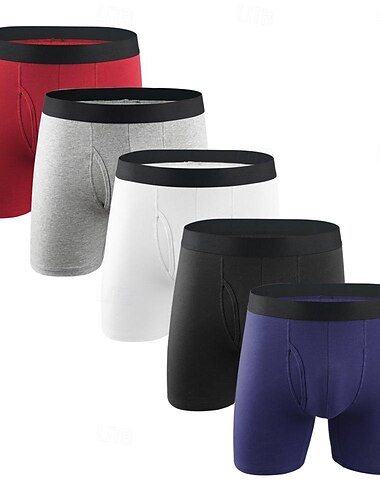  Mehrfachpackungen 5St Herren Schwarz+Grau+Blau+Wein Unterwäsche Shorts Biker Shorts Elastische Taille Glatt Outdoor Täglich 95% Baumwolle Ganzjährig