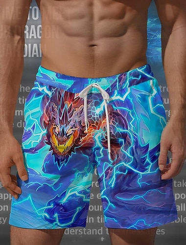  Herren Drache Badehosen Badeshorts Boardshorts Mittlere Taille Urlaub Hawaiianisch Resort-Stil Urlaub Ferien Strand Kordelzug mit Mesh-Futter Elastischer Bund Designer Bekleidung