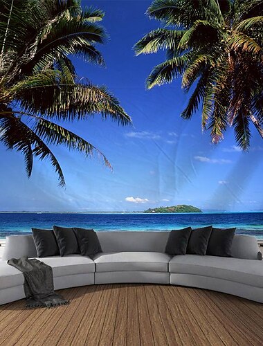  strand palm hangend tapijt kunst aan de muur groot tapijt muurschildering decor foto achtergrond deken gordijn thuis slaapkamer woonkamer decoratie