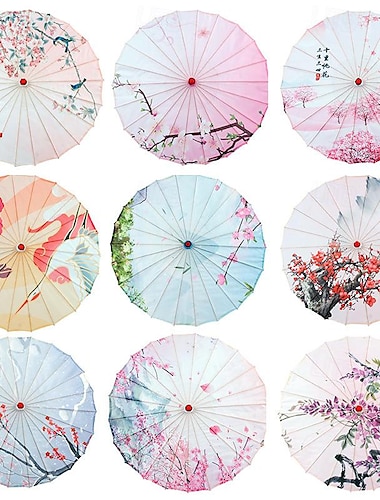  שמשיית בד משי (אדמונית 33 אינץ') - מטריית נייר בסגנון יפני סיני - לחתונות והגנה אישית מהשמש asdf חג המולד