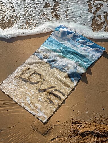  serviette de plage couvertures confortables série amour mer serviette de bain grand motif imprimé 3d serviette de bain drap de plage couverture classique 100% microfibre