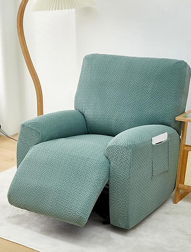  Fundas para sillón reclinable de jacquard, fundas para sillón Lazyboy, juego de 4 piezas, fundas antideslizantes para sillón reclinable con bolsillos de almacenamiento, protector de muebles para sala