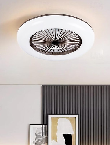  plafondventilatoren met verlichting, 55cm moderne plafondventilator met laag profiel, 72w inbouwmontage, 3 kleuren, 3 snelheden, dimbare plafondventilator met licht 110-240v