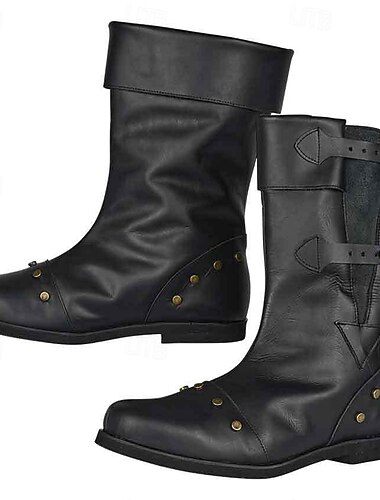  عتيق / معتق العصور الوسطى عصر النهضة أحذية أحذية الجاز المسطحة قرصان الفايكينج الصليبي Ranger الجان ملابس تنكرية رجالي قرصان ستيمبانك مهرجان حفلة تنكرية LARP بالغين أحذية