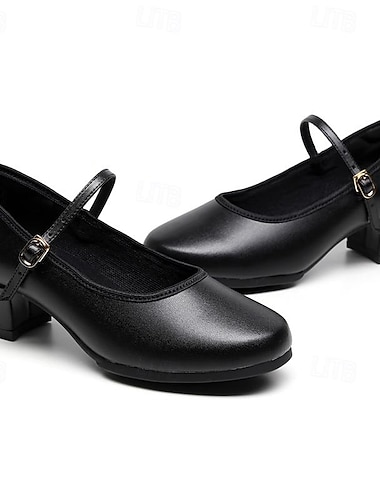  Női Modern cipő Karakter cipők Teljesítmény Gyakorlat Társastánc Magassarkúk Alacsony Vastag sarok Zárt orrú Csatos pecek Felnőttek Sárgásbarna Fekete Fehér