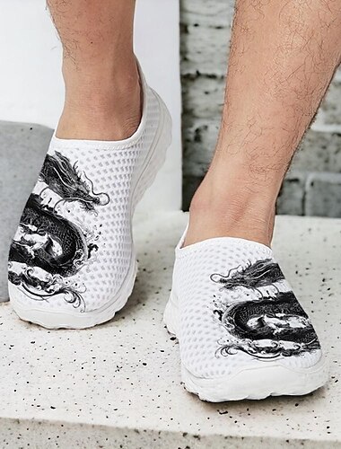  Homme Basket Mocassins et Slip On Imprimer des chaussures Semelles légères Chaussures Flyknit Marche Sportif Décontractées Extérieur du quotidien Vacances Maille Respirable Confortable Mocassins