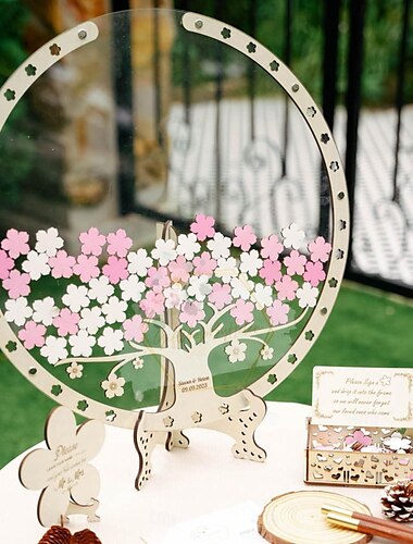  Livre d'or de mariage arbre et feuille, tableau de messages de mariage, boîte de collecte de bénédiction de mariage pour la saint-valentin