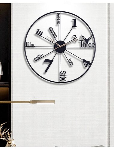  stort sort vægur vintage metal quartz ure lydløse ikke-tikkende vægure stilfuldt design fantastisk til stuer køkkener cafeer sort 60 cm