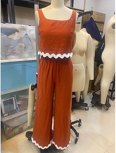  Женские брюки-майка с волнистым краем, повседневный модный костюм