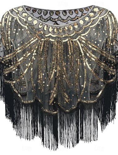  Retro Vintage Goldene Zwanziger 1920er Partykostüm Schals Der große Gatsby Charleston Hochzeitsgast Pailletten Quastenfransen Damen Weihnachten Karneval Neujahr Hochzeit Hochzeitsgast Veranstaltung