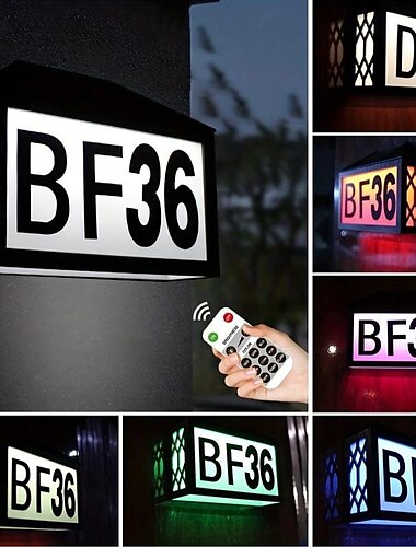  led číslo domu osvětlené venkovní nástěnné svítidlo s dálkovým ovládáním a nálepkou rgb číslo domu vyrobené z abs číslo kostky název ulice pro zahradní garážové terasové dveře