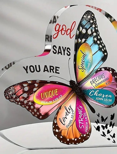  christelijke geschenken voor vrouwen geloof inspirerende geschenken acryl religieus bureau decor bijbelvers cadeau vlinder schrift geschenken motiverende geschenken halloween geschenken kunst