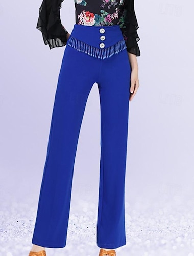  Latindans Ballroom-dans Bukser Dusk Ren Farge Tvinning Dame Ytelse Trening Høy Spandex