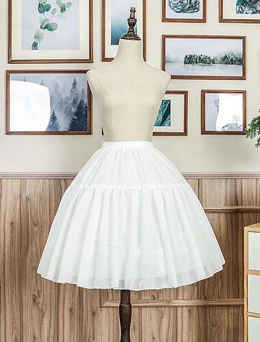  Cosplay Lolita Rococo Victorienne Mi-long Jupe à cerceaux Sous jupe Jupe en tulle Princesse Couleur Unie Ligne A Femmes Halloween Mascarade Mariage Soirée Enterrement de Vie de Jeune Fille Adultes
