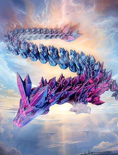  3D-geprinte kristallen draak edelsteen draak 3D gelede draak speelgoed draaibaar en draak Chinees flexibel realistisch ornament